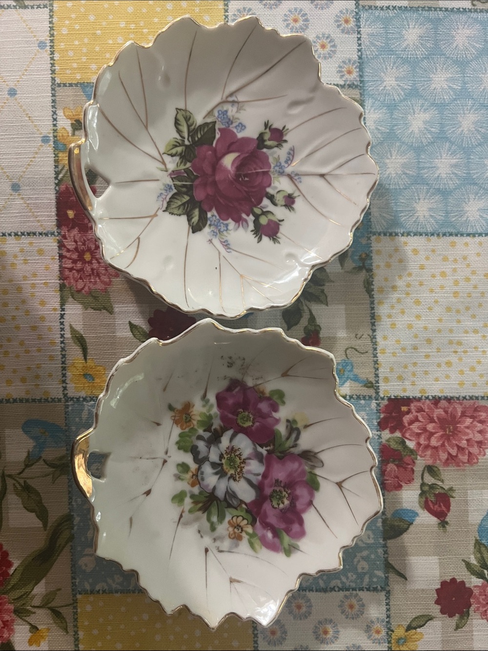 Vintage Japan Porcelain Leaf Trinket Dishes